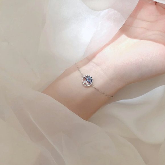 925 Sterling Silver Blue Zircon Mermaid Bracelet - Picture 4 of 15